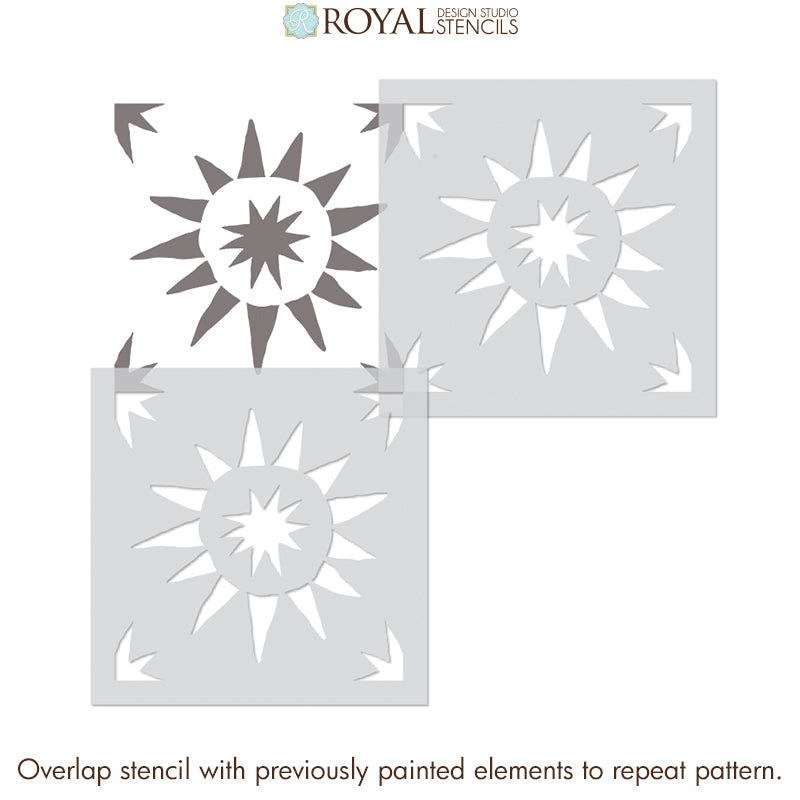 Star Designs on Floor - Paint Stencil - DIY Tile Stencils for Painting